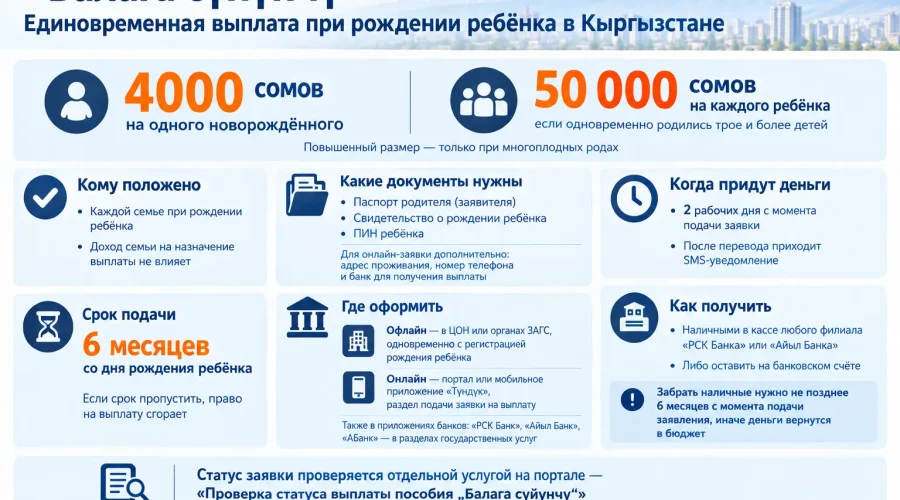 «Балага сүйүнчү»: выплата при рождении ребёнка