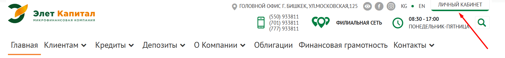 Главная страница elet.kg