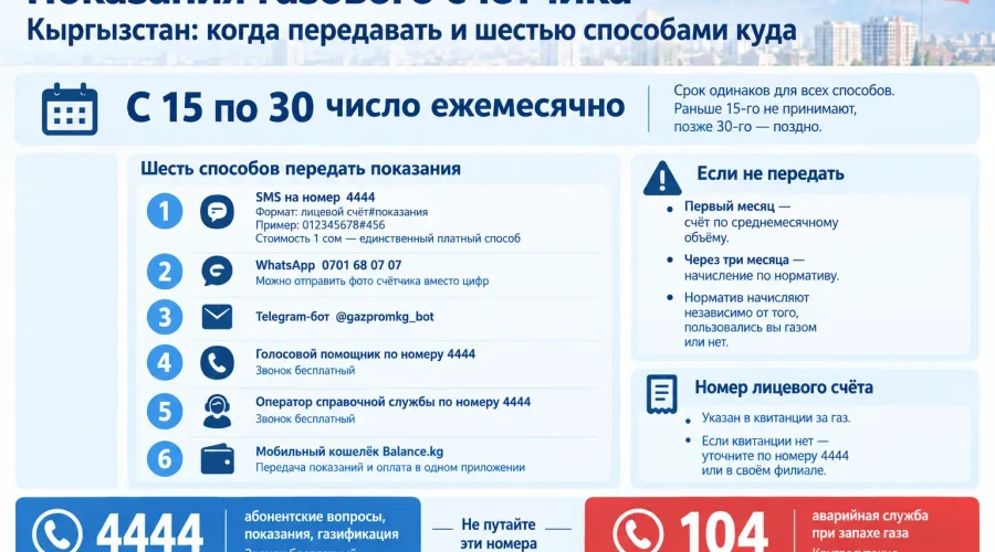 Как передать показания счётчика газа в Кыргызстане