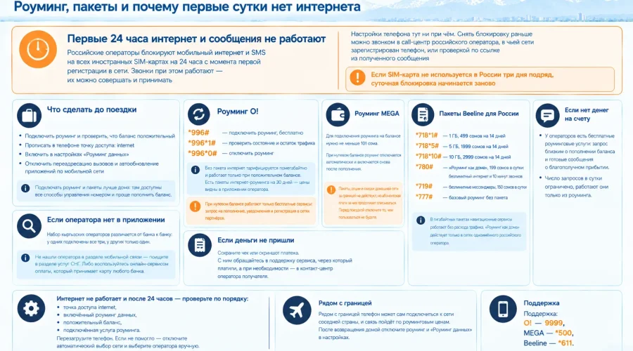 Связь в России с номером О!, MEGA или Beeline: роуминг, пакеты и первые 24 часа